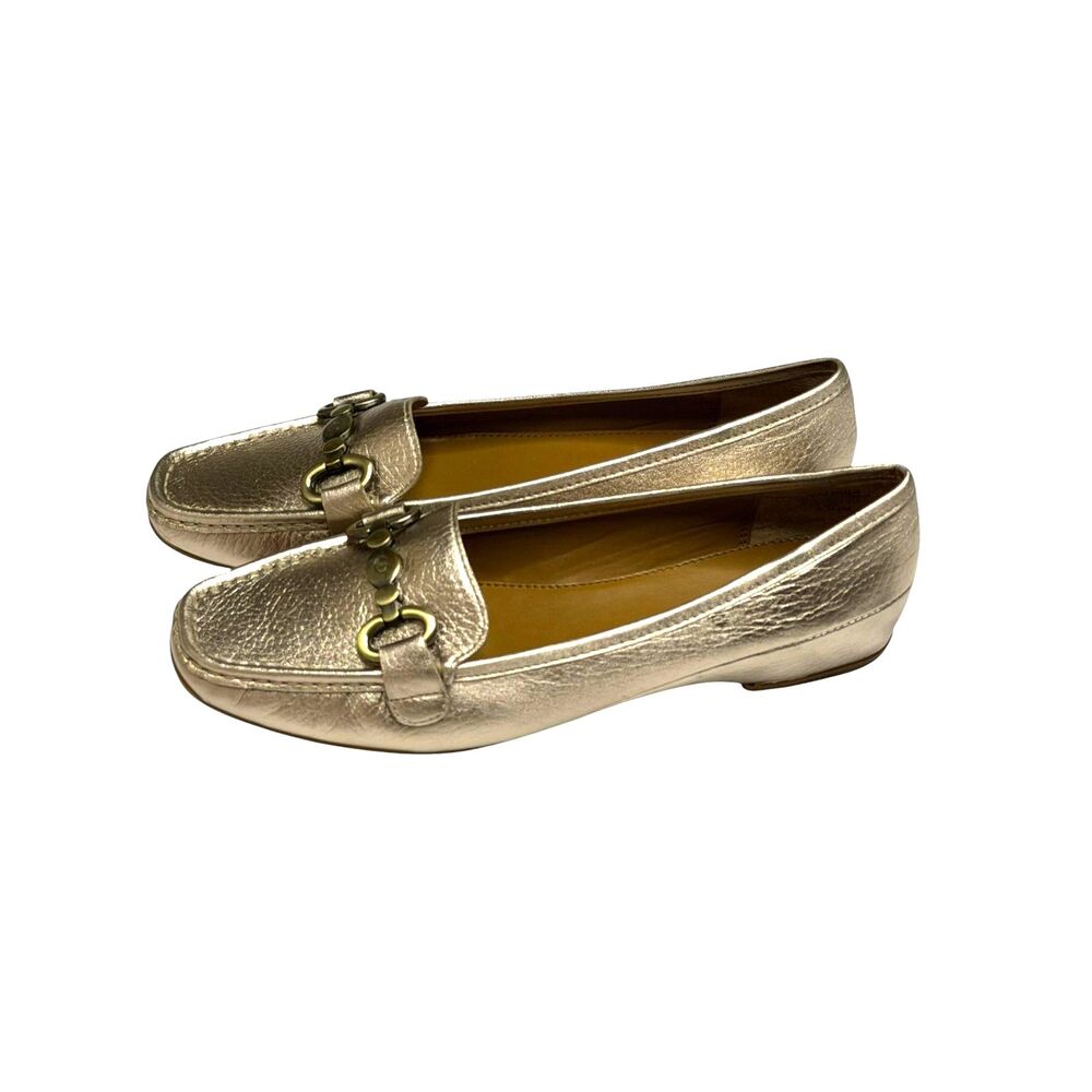 Circa Joan David CJVALIDDA Leather Loafers Shoes Flats Women Gold 8.5 NIB